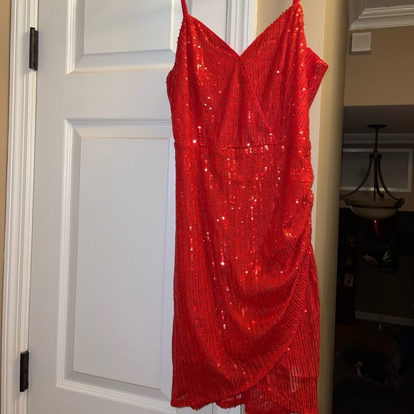 Womens red sequins dress. Size medium. - Picture 2 of 5